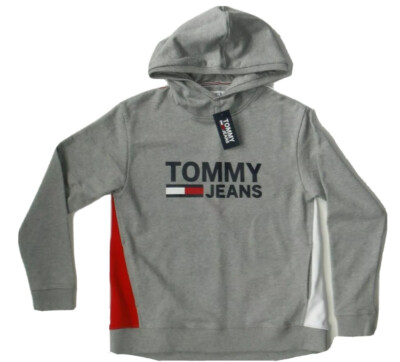 Tommy Hilfiger $79 Jeans Women's Flag Grey Red White Pullover  Hoodie Size Small