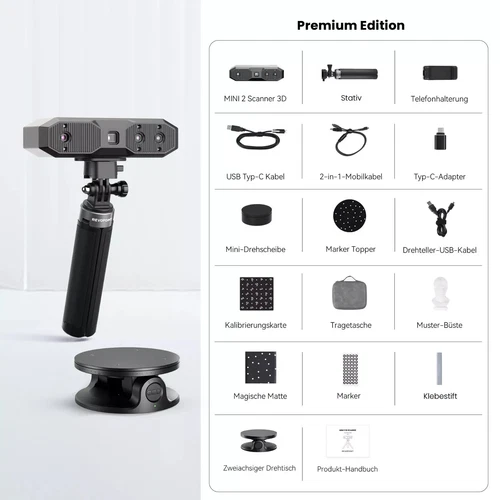 Revopoint MINI 2 Hochpräziser 3D Scanner Set - 0.02mm Genauigkeit,10fps,Advanced