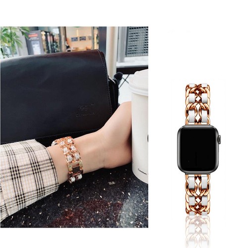 Für Apple Watch Ultra 49mm 9-1 SE 40/41/45mm Leder+ Metall Armband + Bling Hülle - Bild 11 von 73