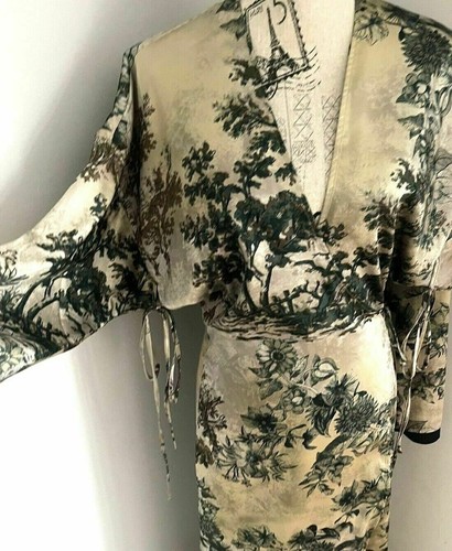 ZARA LONG KIMONO DRESS ORIENTAL PRINT SATIN WRAP COAT JACKET SIZE M NEW - Picture 6 of 13