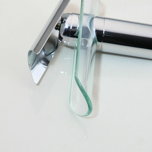 Clear Glass Waterfall Spout Bathroom Vanity Basin Sink Mixer Faucet 1 Hole Taps - Picture 5 of 10