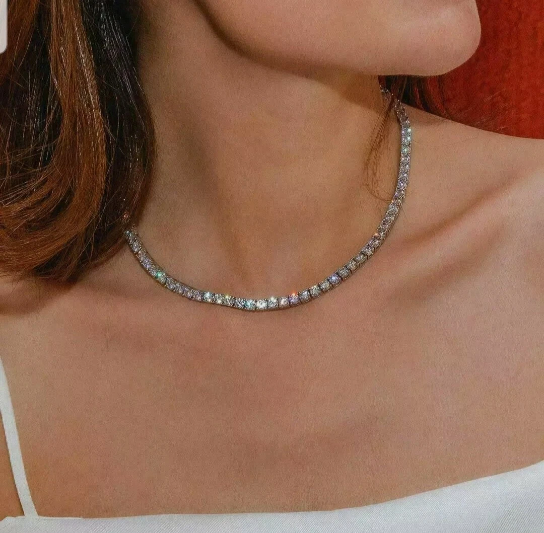 Ice Out Vvs Moissanite Tennis Chain 2mm 5mm Lab Grown Diamond Tennis  Diamond Tennis Necklace 925 Sterling Silver Necklace Wholesale In Stock  From Fashion9818, $157.28 | DHgate.Com