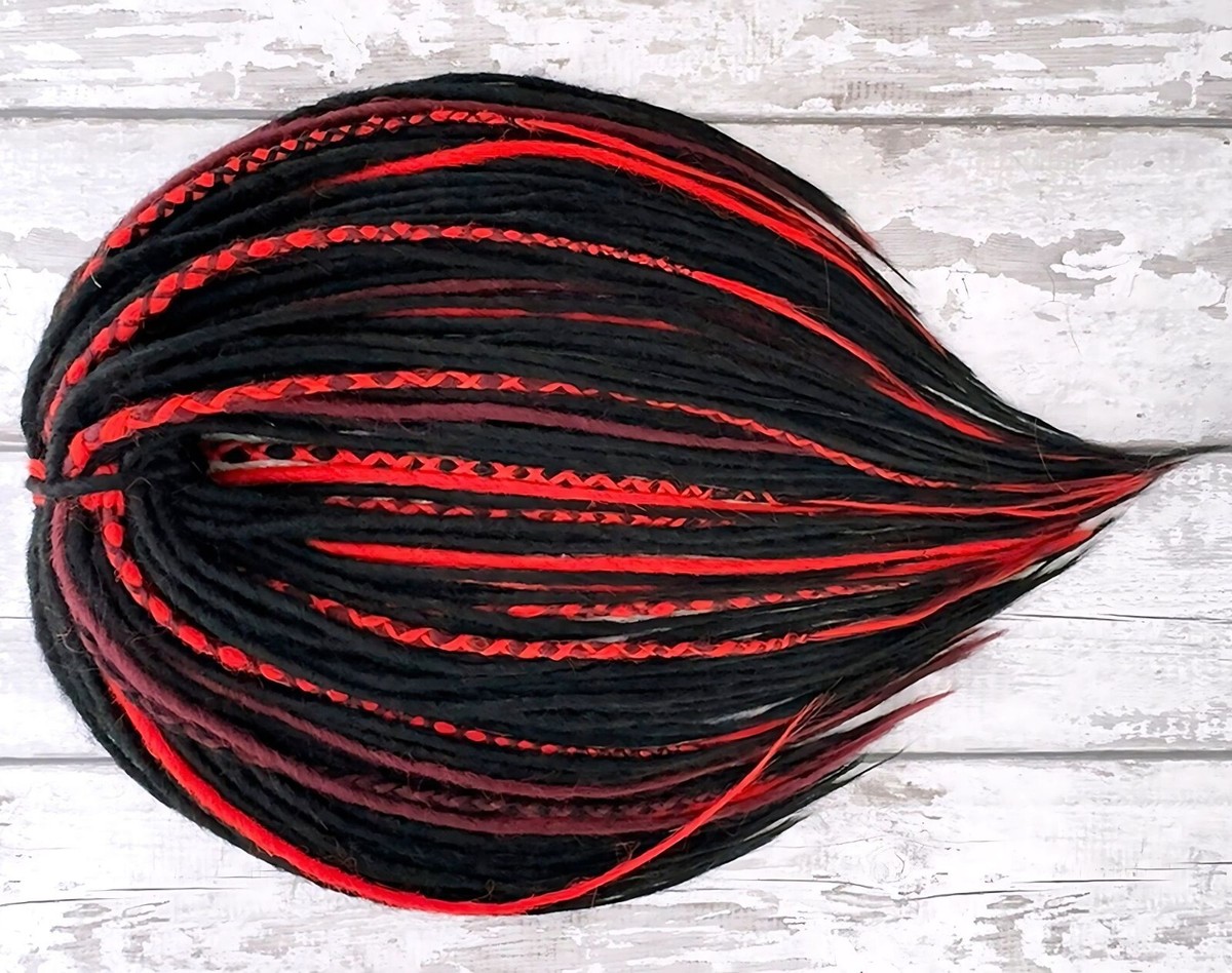 Black Red White Full Dread Dreadlock Wig HANDMADE Red Dread Wig - Etsy main image 3