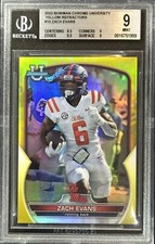 2022 BOWMAN CHROME UNIVERSITY YELLOW REFRACTORS #10 ZACH EVANS