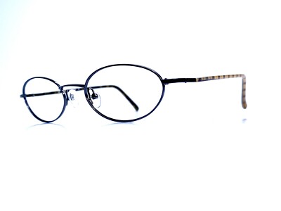 New Burberry Gray Gun Metal Almond Oval Glasses Plaid Temple  display picture 3