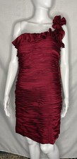 JS Collections Cocktail Dress 6 New Red Maroon Ruched Ruffle One Shoulder Party