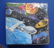 VINTAGE Party Napkins Space Ship Galaxy Planets Moons Stars 16 pk Super Galactic