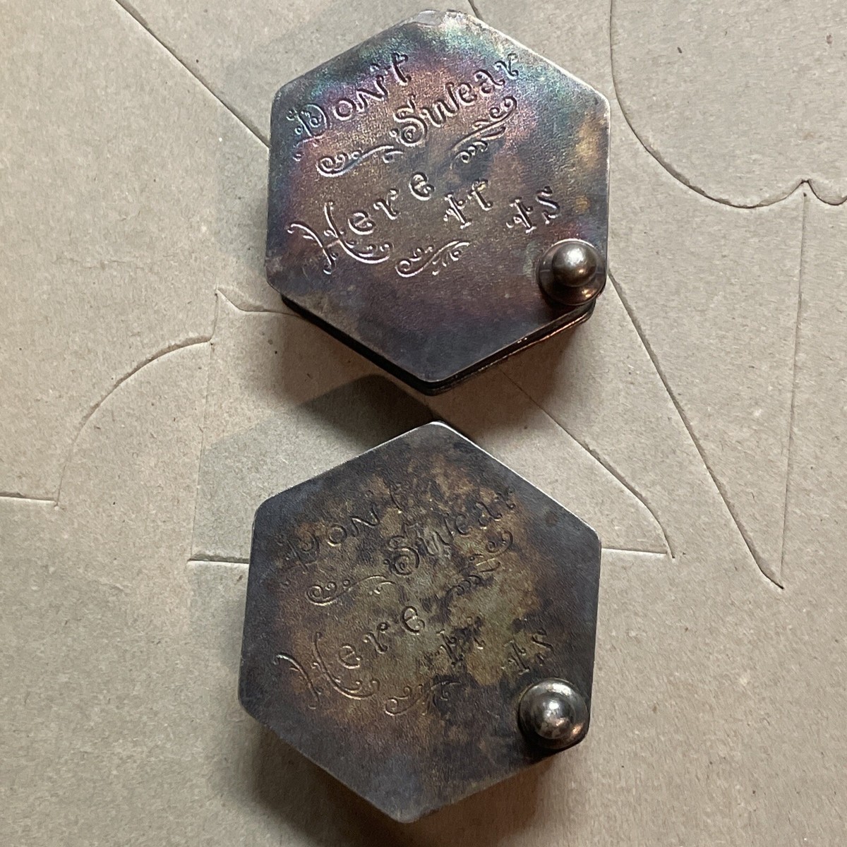 Pair Of Vintage Don't Swear Here It Is Knickerbocker Silver Pair Of Vintage Don't Swear Here It Is Knickerbocker Silver