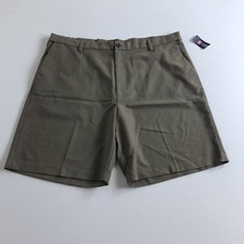 NWT Chaps Mens Brown Taupe Flat Front Dress Shorts size 40 9" inseam