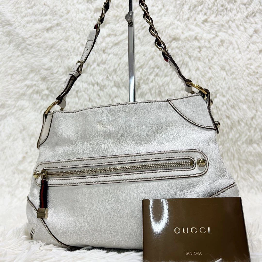 Sac bandoulière Gucci Sherry Line cuir pochette blanc or quincaillerie