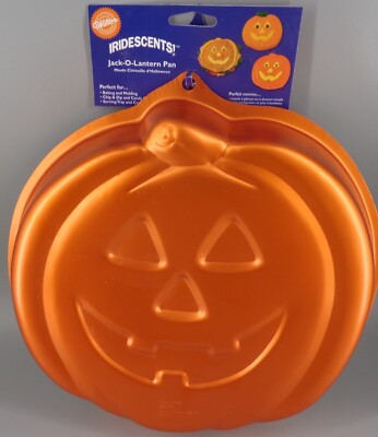Wilton Pumpkin Cake Pan Jack-O-Lantern Orange Iridescent NWT 2002 Halloween