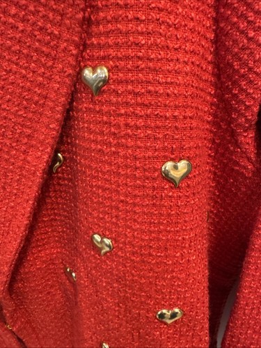 NEW DG2 by Diane Gilman Heart Studded Cropped Jacket RED SZ XL - Picture 4 of 13