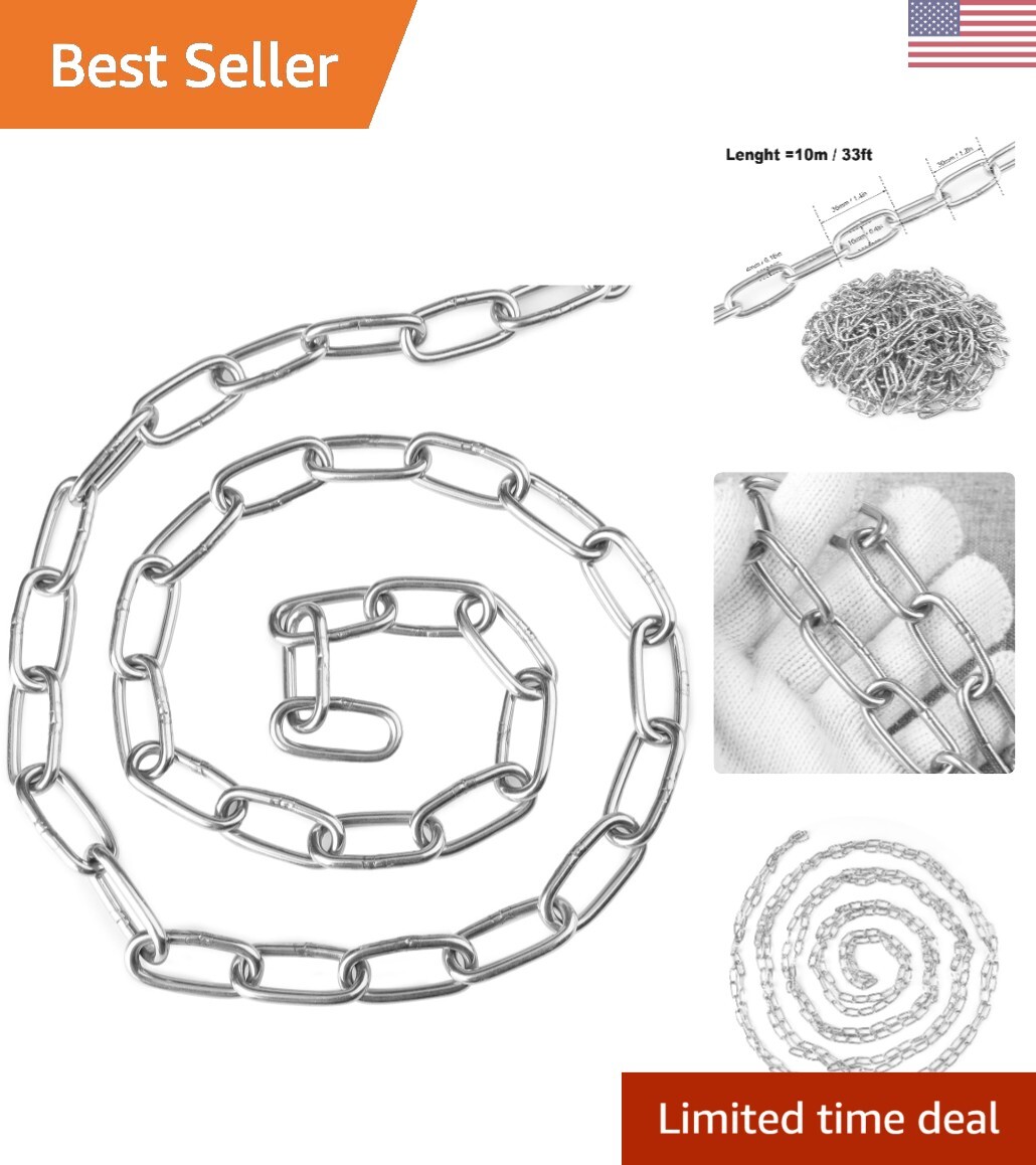 33 Ft Stainless Steel Chain, 4 mm Heavy Duty Chain, Hanging Chain for Hanging...