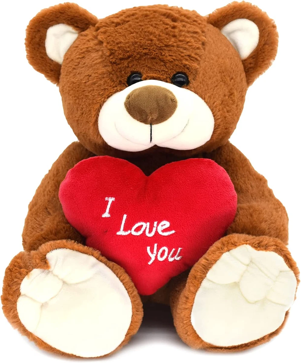 I Love You 10'' Teddy Bear w/ Heart,Soft Plush Bear Doll Stuffed  Valentine's Day