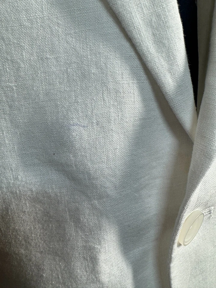 Nuevo BAR III Para Hombres Blanco LINO SLIM FIT Traje Abrigo Deportivo Blazer Chaqueta TALLA 40L Foto 4 de 4