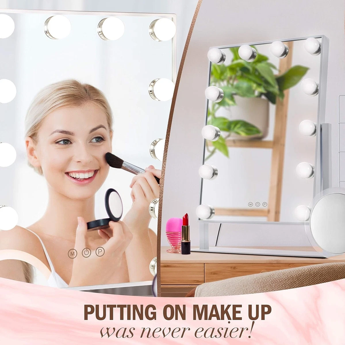 Albor Makeup Vanity Mirror w Lights Lighted LED TOUCH
