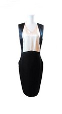 CHANEL - Black Wool Ivory Silk Tuxedo Sleeveless Sheath Dress 09C | 10 US 42 FR