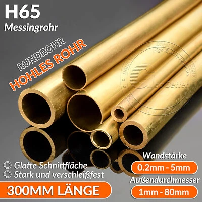 Messing Rohr Messingrohr Rundrohr Außen 1mm-80mm 300mm Länge 0,2-5 mm Wandstärke - Bild 1 von 4