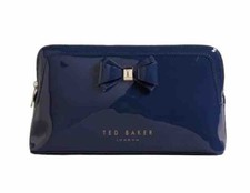 Ted Baker Navy  Shiny  Curved Bow Large Wash  Bag