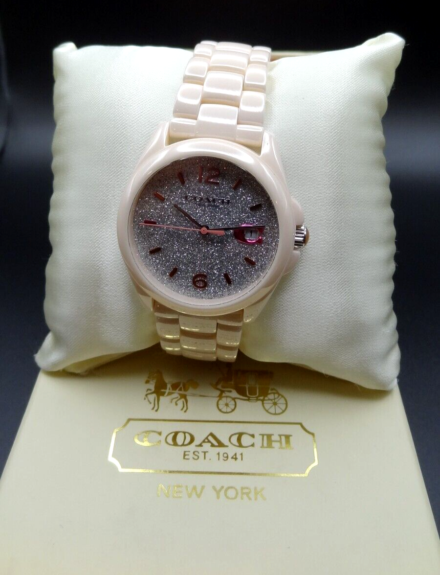 コーチ 腕時計 14503939 グレイゾン GREYSON COACH 14503939 Greyson Silver Glitter Dial Soft Pink Ceramic