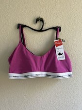Hanes Womens Black Pink Soft Cotton Stretch String Crop Bralettes 2-Pack Size XL