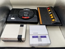 Lot Of 4 Consoles NES SNES Classic Flashback Sega Atari Built In Games Nintendo