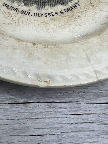 AS-IS Cracks Chips Major Gen Ulysses S Grant Transferware Child Alphabet Plate - Picture 12 of 24