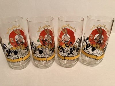 Vintage 1999 Looney Tunes 50th Anniversary Glasses Set of 4 Warner Bros