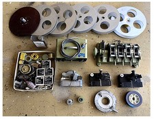 35mm editing equipment splicers, cutters, amp, sync block, reels, and supplies.