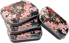 Small Metal Portable Storage Box, Mini Rectangle Empty Hinged Tins with Lid, ...