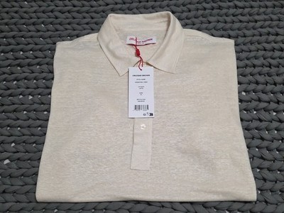 NEW Orlebar Brown Sebastian Linen Latte Lightweight Holiday Polo Shirt XL 