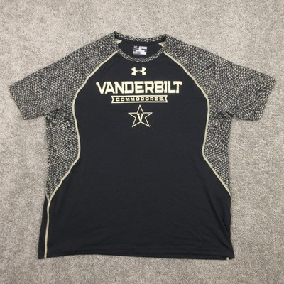 Vanderbilt Commodores Shirt Mens 2XL Black Under Armour HeatGear Performance EUC