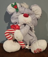 1987 Fisher Price Grey Christmas Mouse Puffalump