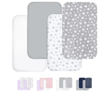 Bassinet Sheets Fit Most Standard Rectangle Bassinet Mattress 4 Pack 33"x20"