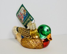 2002 MALLARD DUCK - OLD WORLD CHRISTMAS BLOWN GLASS ORNAMENT NEW W/TAG