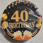 96PCS 40th BIRTHDAY PLATES/CAKE PLATES NAPKINS BLACK&GOLD CHEERS & BEERS NEW — photo 10
