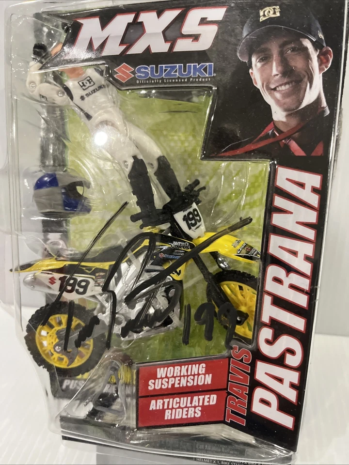AUTOGRAPHED  TRAVIS PASTRANA #199 MXS Suzuki Motorcycle - Image 3 of 4