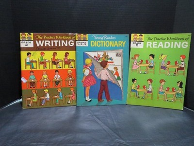 VTG-3-1960'S THE PRATICE WORKBOOKS & YOUNG READERS DICTIONARY LEARNING BOOKS