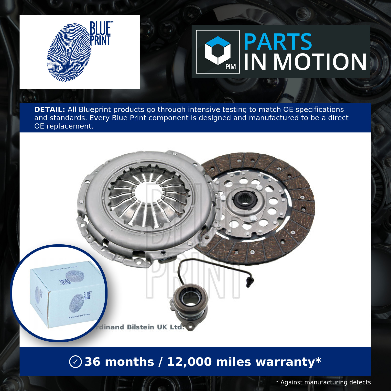 Clutch Kit 3pc (Cover+Plate+CSC) 240mm ADBP300007 Blue Print 55352048S9 Quality