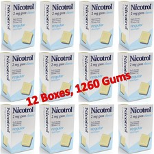 Nicotrol Nicotine Gum 2 MG Classic Flavor 12 Boxes 1260 Pieces - Exp 03/2027