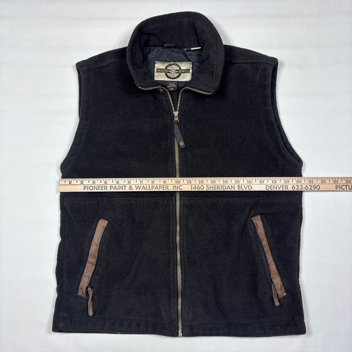 Caymus Vineyard Winery Wine Black Full-Zip Fleece Vest w/Sude Trim