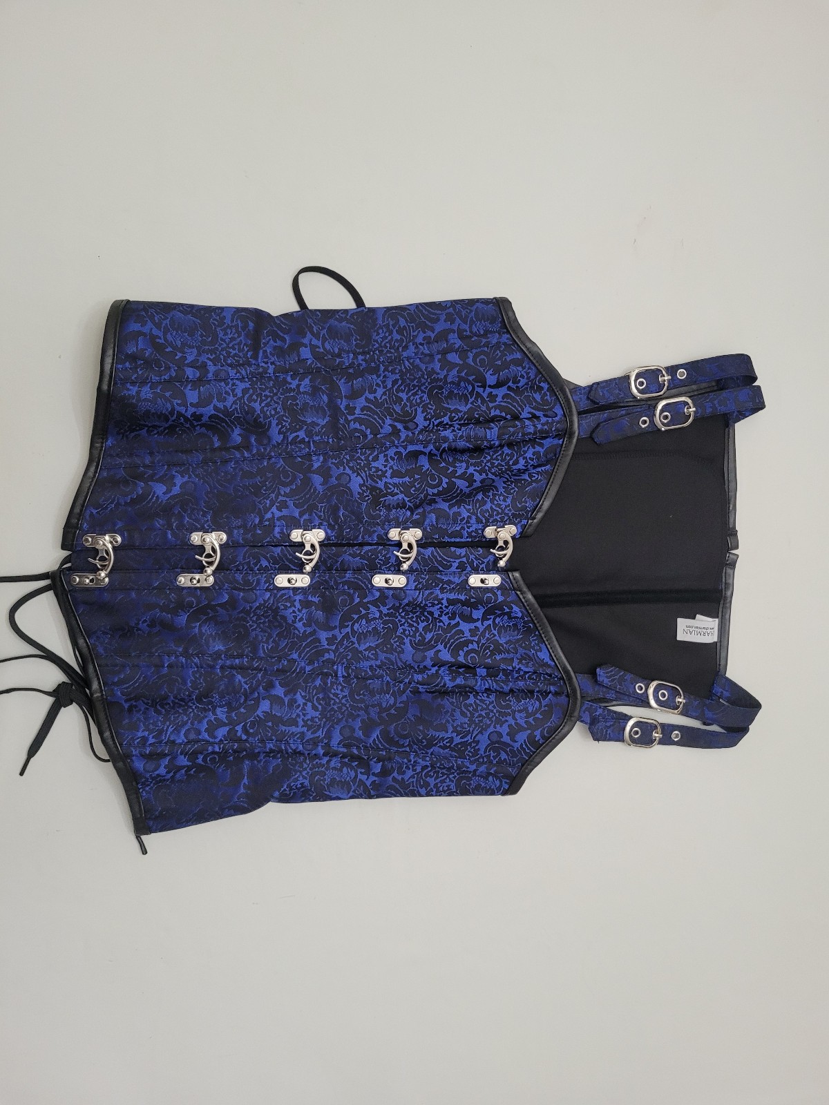 Corsé Steampunk Jacquard Azul Real para Juegos con disfraces Regencia/Victoriano