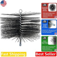 Professional Chimney Brush 10" Round - Tempered Steel Bristles, USA Made