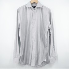 JOHN VARVATOS SZ 16 34/35 Button Down Shirt Star USA Slim Fit Cotton Stretch