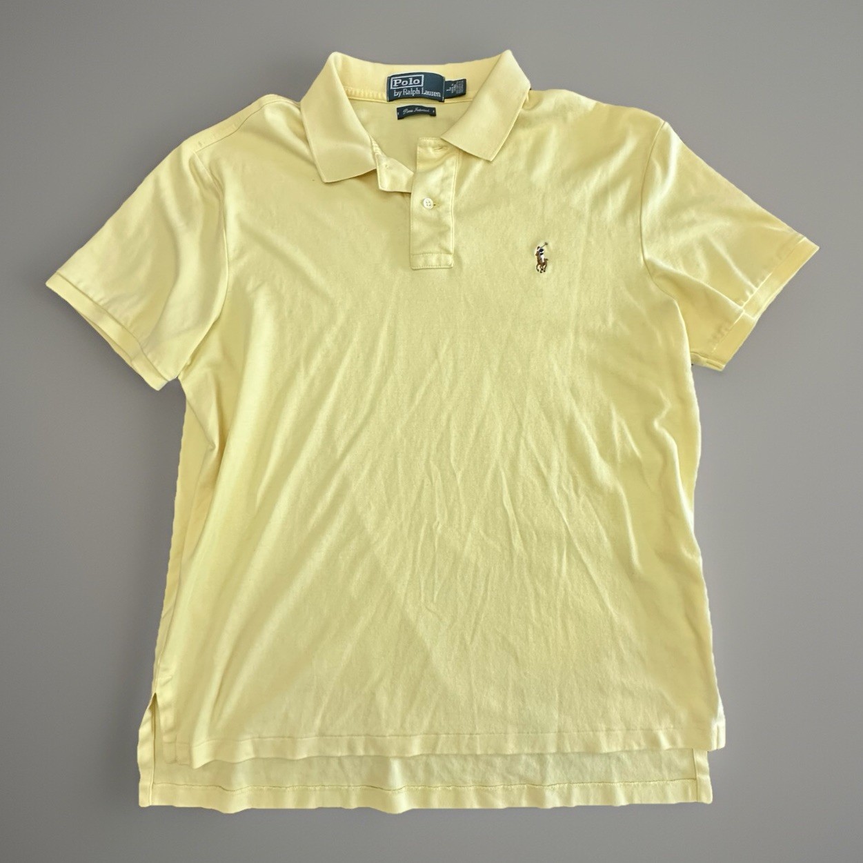 Polo Ralph Lauren gialla manica corta piqué polo golf camicia uomo taglia L logo pony