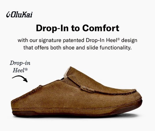 OLUKAI Kipuka Hulu Para hombres Cuero Premium Cuero Nobuck Sin Cordones Caramelo Talla 14 - Imagen 2 de 16
