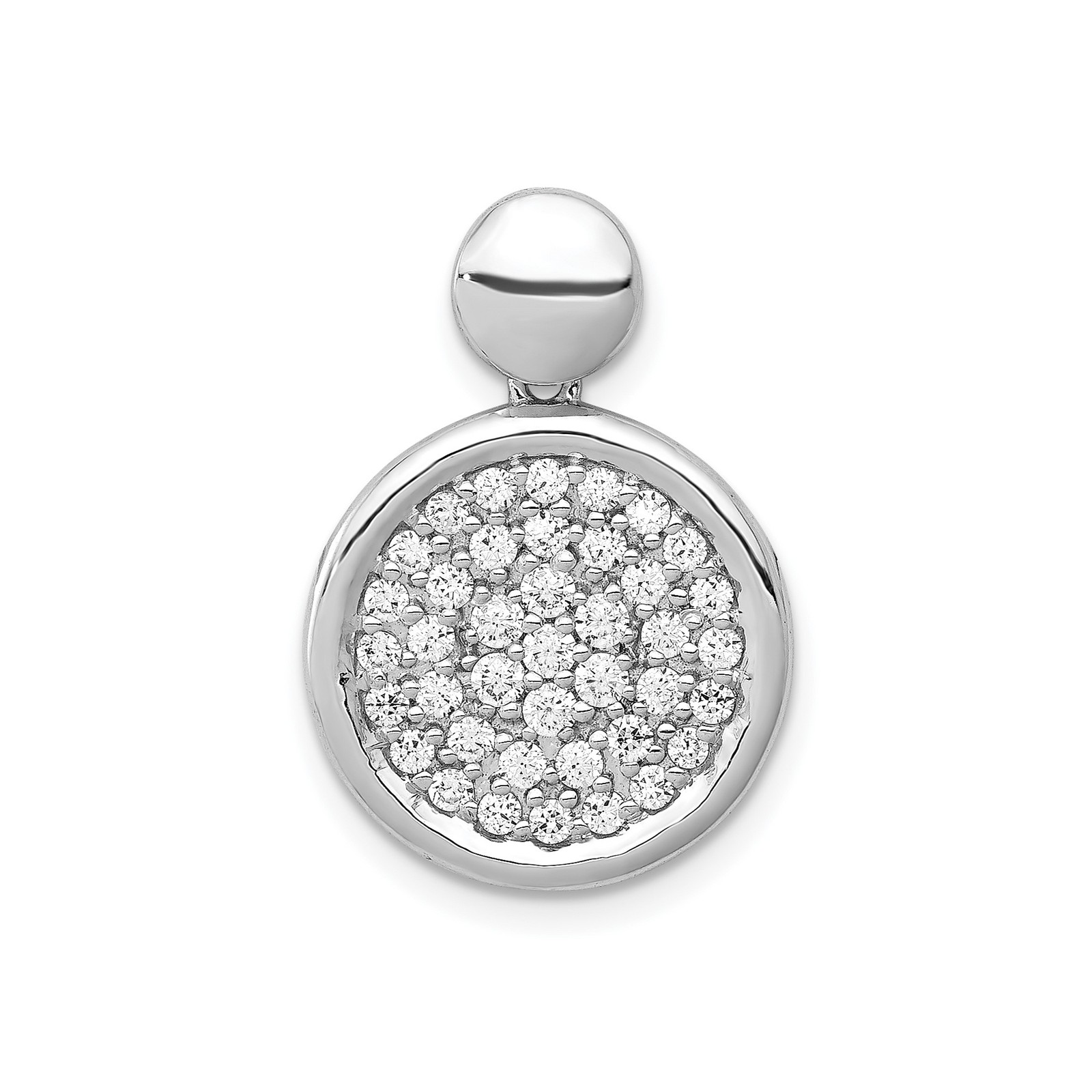 14k White Gold Diamond Pav� Circle Pendant Necklace Charm Cluster Fine Jewelry