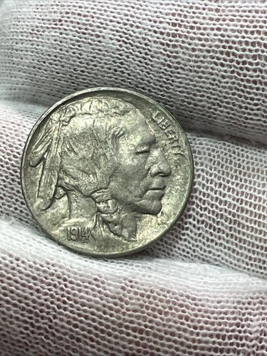 1914 Full Date Full Horn High Grade AU Buffalo Nickel -  Better Date US Coin!