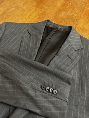 Ermenegildo Zegna Gray Wool Worsted Pinstripe 2-Piece Suit Men's 40R