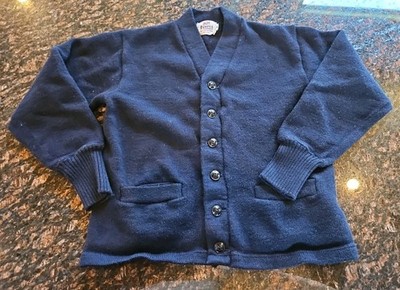 Vintage Campus 100% Virgin Wool V-Neck Cardigan Size 44, ''Call The Midwife'' Navy